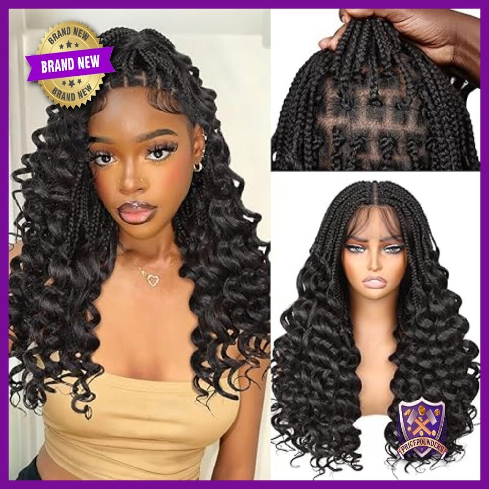 Synthetic Braided Wig 24 Inch Double Full Lace Glueless Wavy Curls